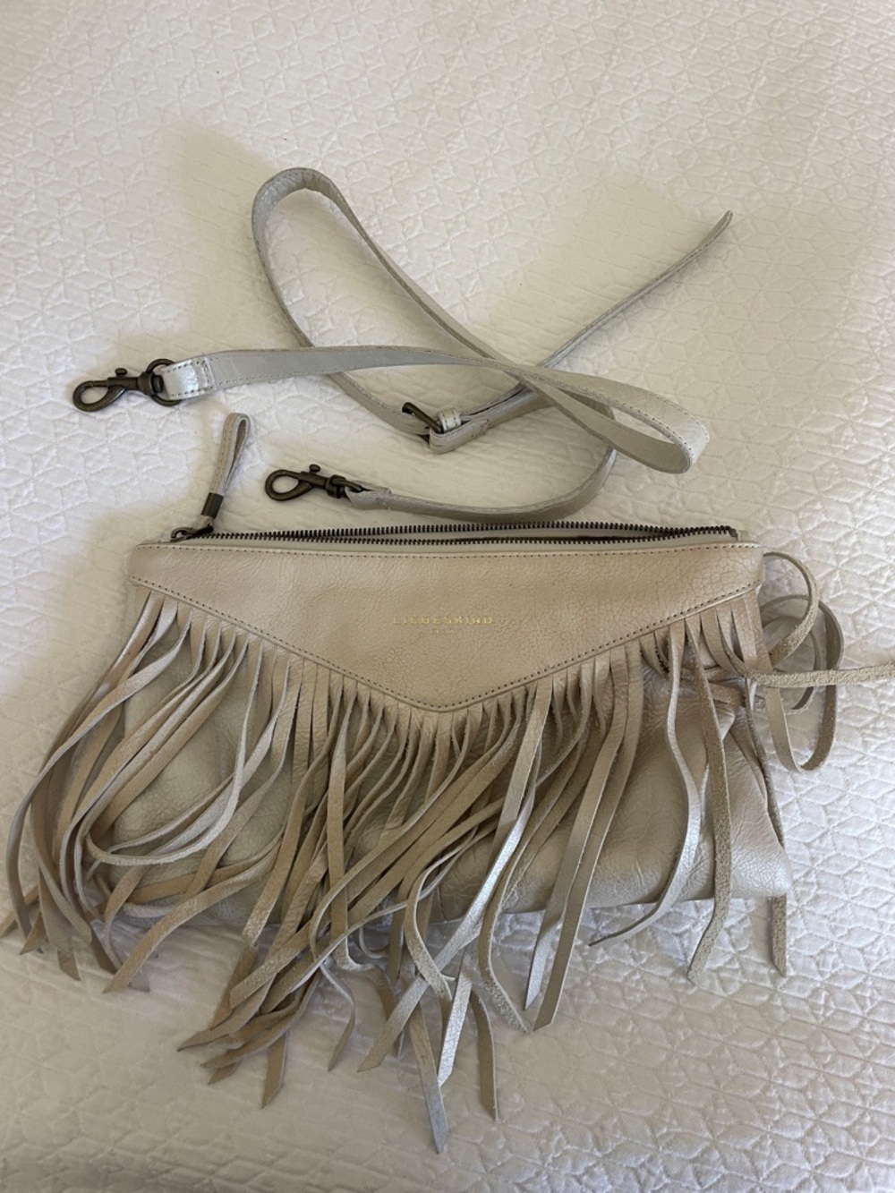Liebeskind Beige Fringe Leather Clutch - Picture 4 of 4
